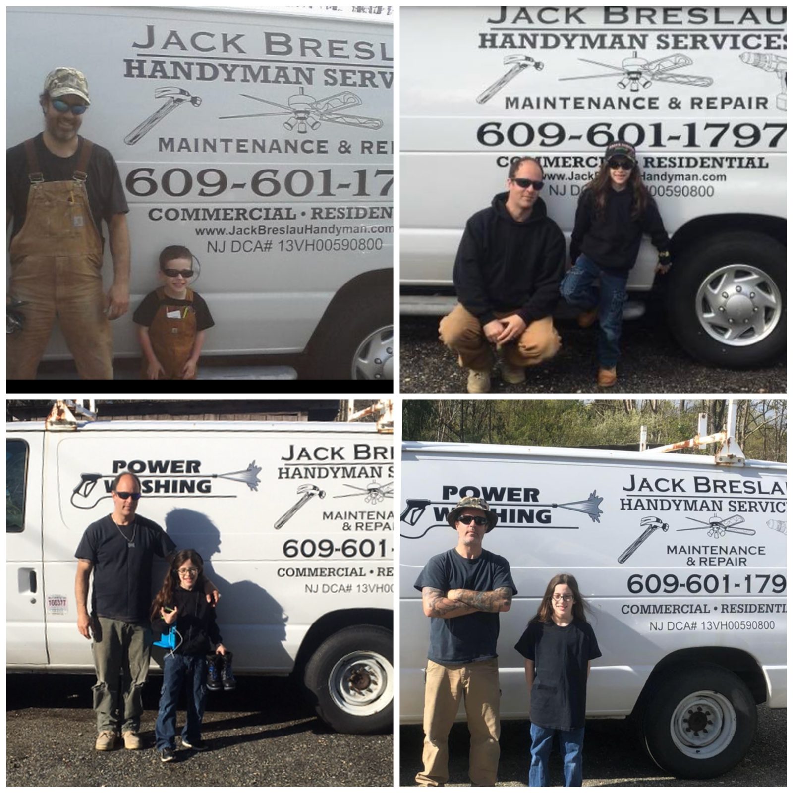 Jack and the kids in front of the work truck